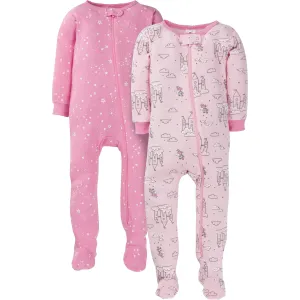 2-Pack Baby & Toddler Girls Castle Snug Fit Footed Cotton Pajamas