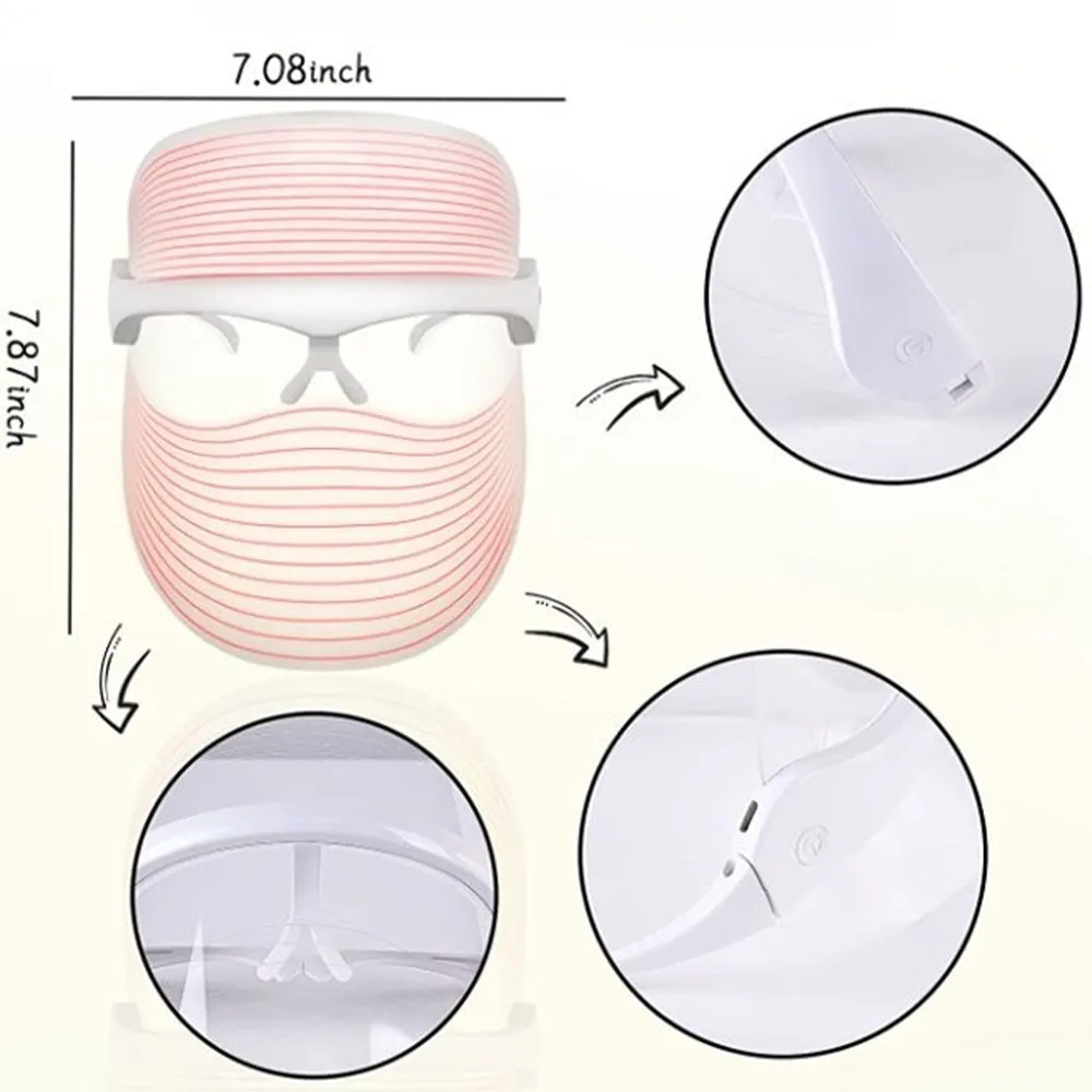 7 Colors LED Facial Mask Light Skin Care Device for Home Use - USB Rechargeable