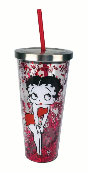 Betty Boop Glitter Cup with Straw