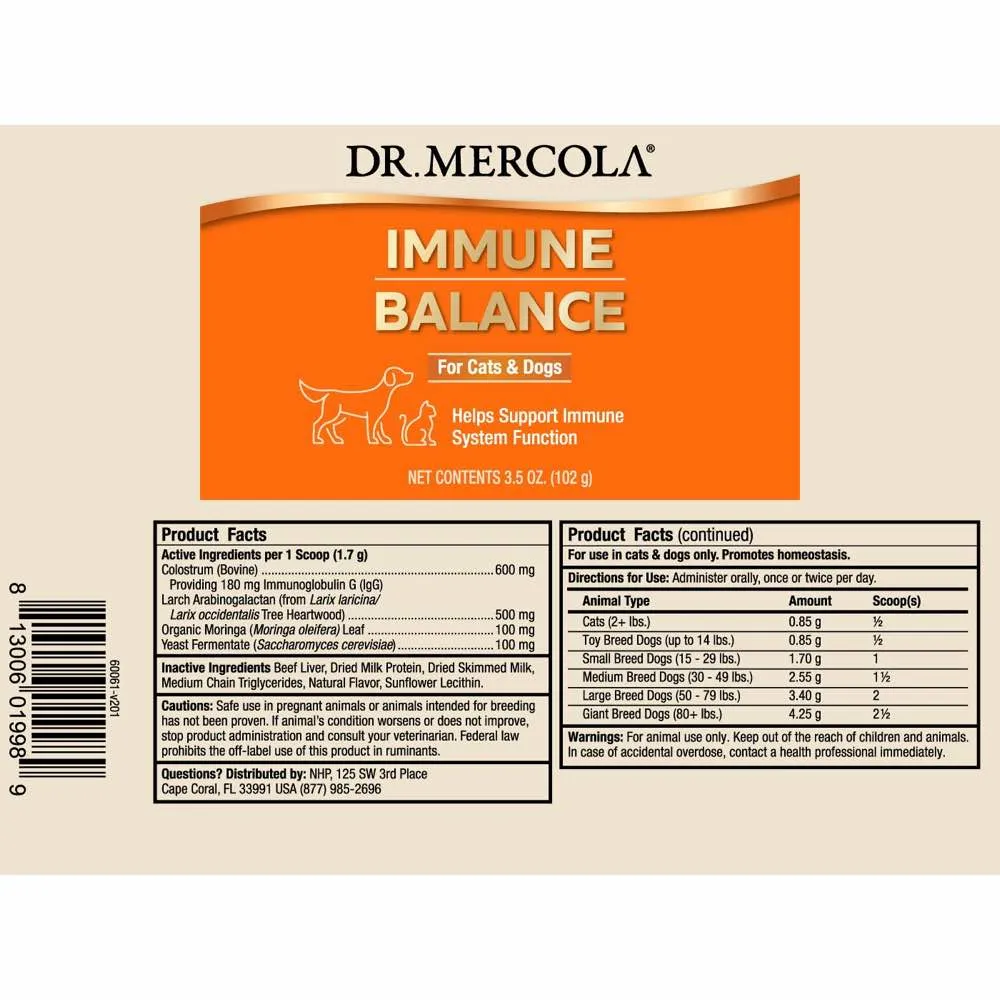 Dr. Mercola Immune Balance Pet Supplement 3.5oz