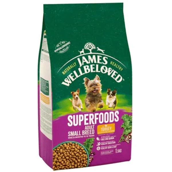 James Wellbeloved Superfood Adult Samll Breed Turkey Kale & Quinoa 1.5kg