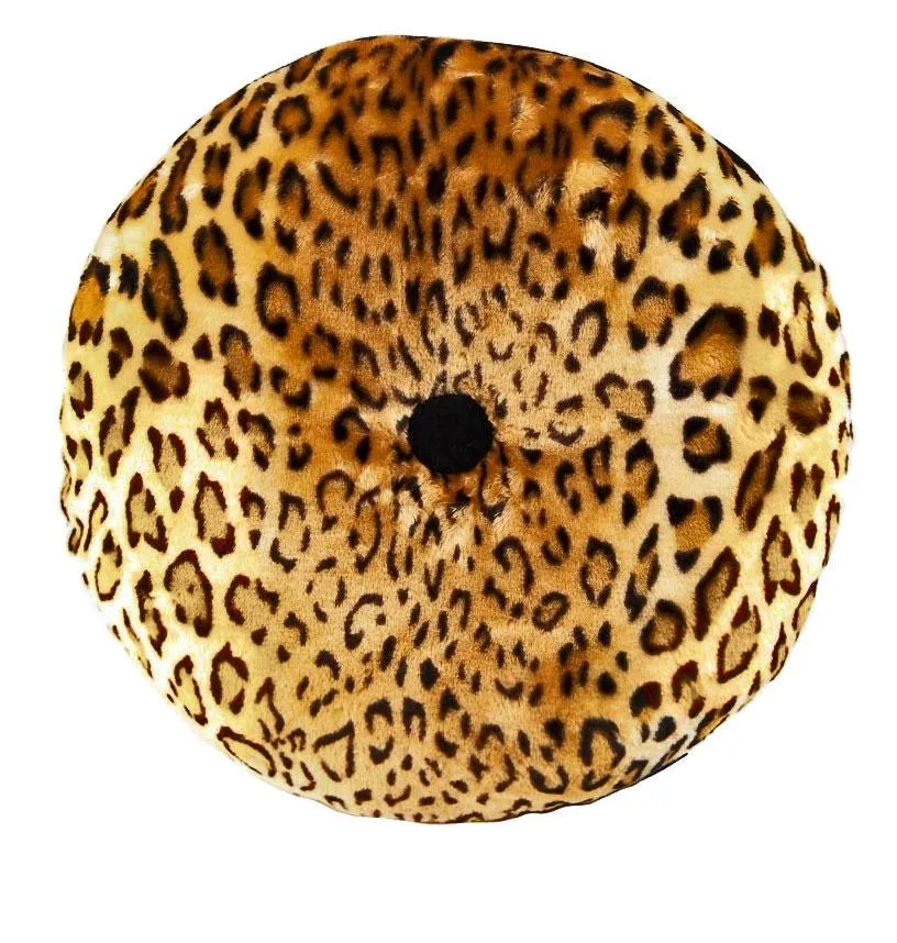 Leopard Print Velvet Round Pillow by Sourpuss