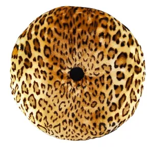 Leopard Print Velvet Round Pillow by Sourpuss