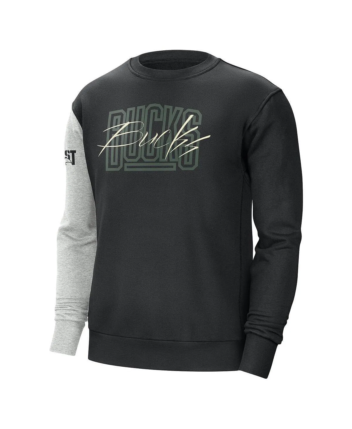 Men's Black Heather Gray Milwaukee Bucks Courtside Versus Force & Flight Nike Pullover