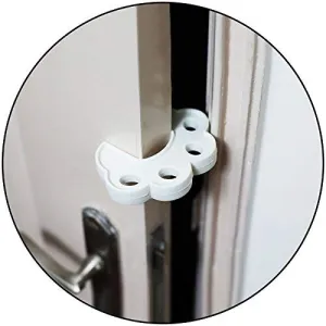 Safe-O-Kid- Sleek Design, Strong - Silicone Door Stopper -White (Pack of 4)