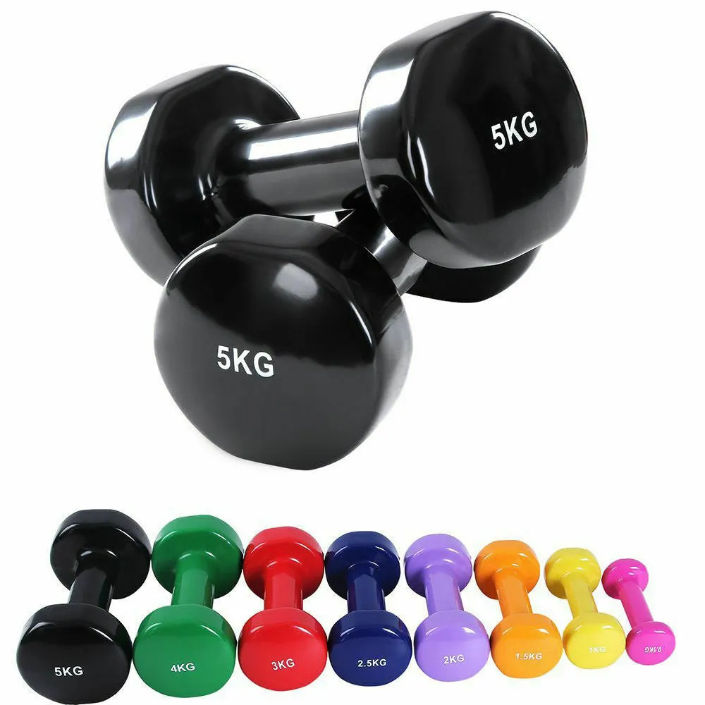 Solid Vinyl Dumbbell Pair 5Kg Black