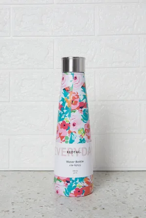 White Floral Print Water Bottle (450ml)