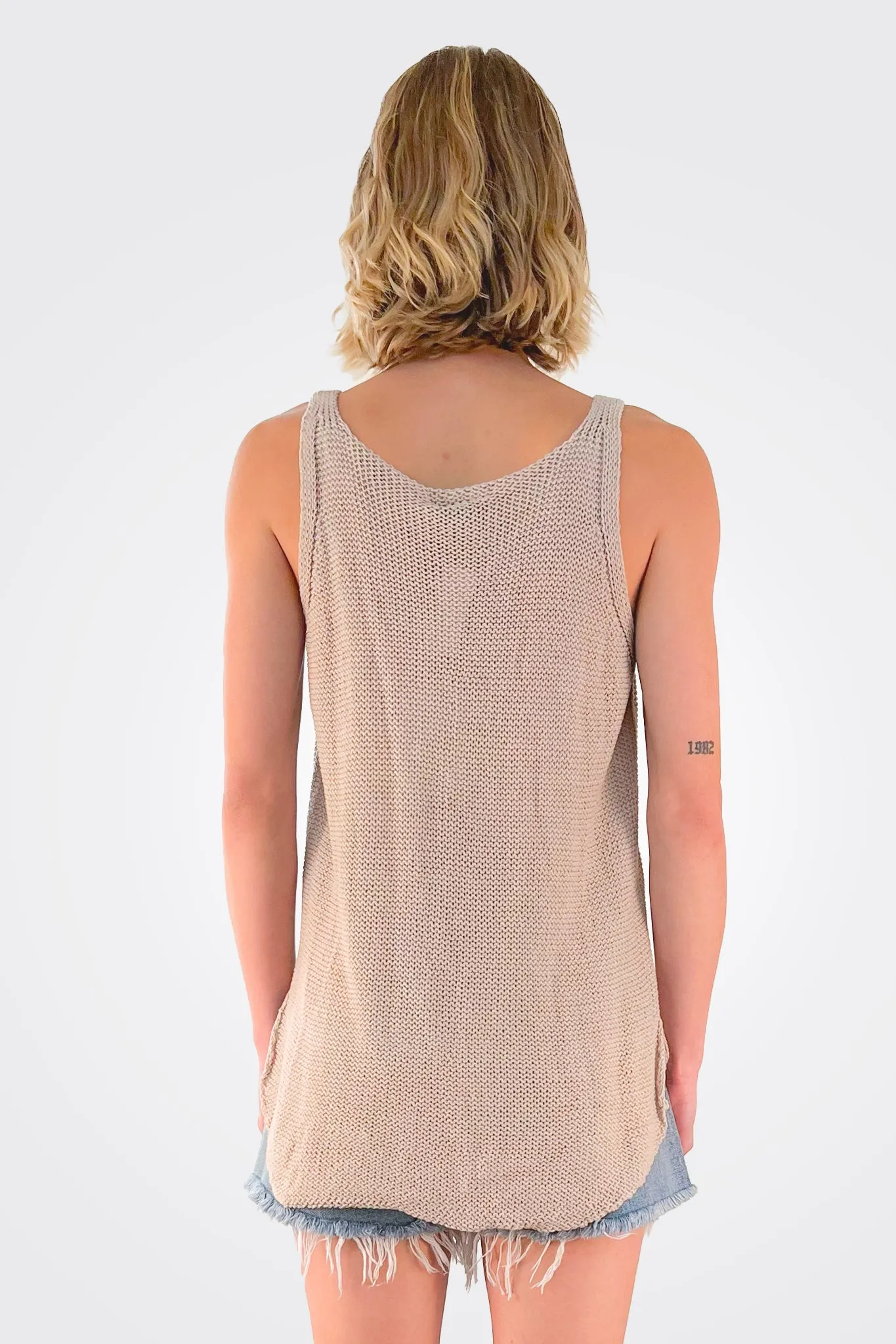 Willow V Neck Tank - Khaki